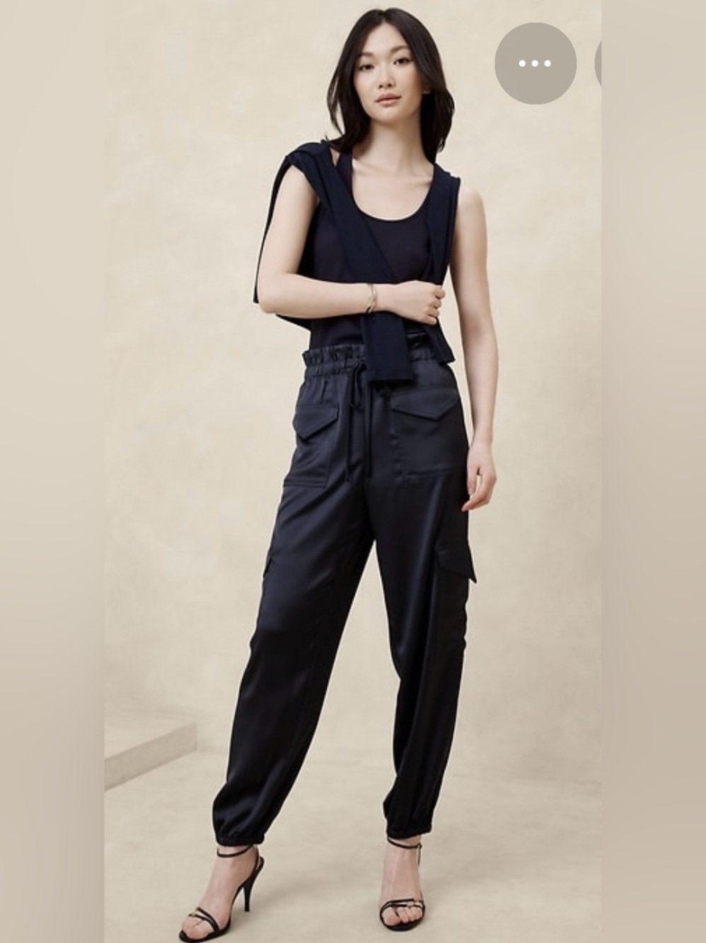 Banana Republic Satin Cargo Jogger Emerald Green Pockets Elastic Waist XS NWT